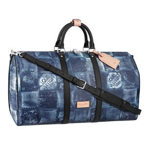 Louis Vuitton Keepall Bandouliere 50 Damier Salt Blue Logo Weekend Travel Bag